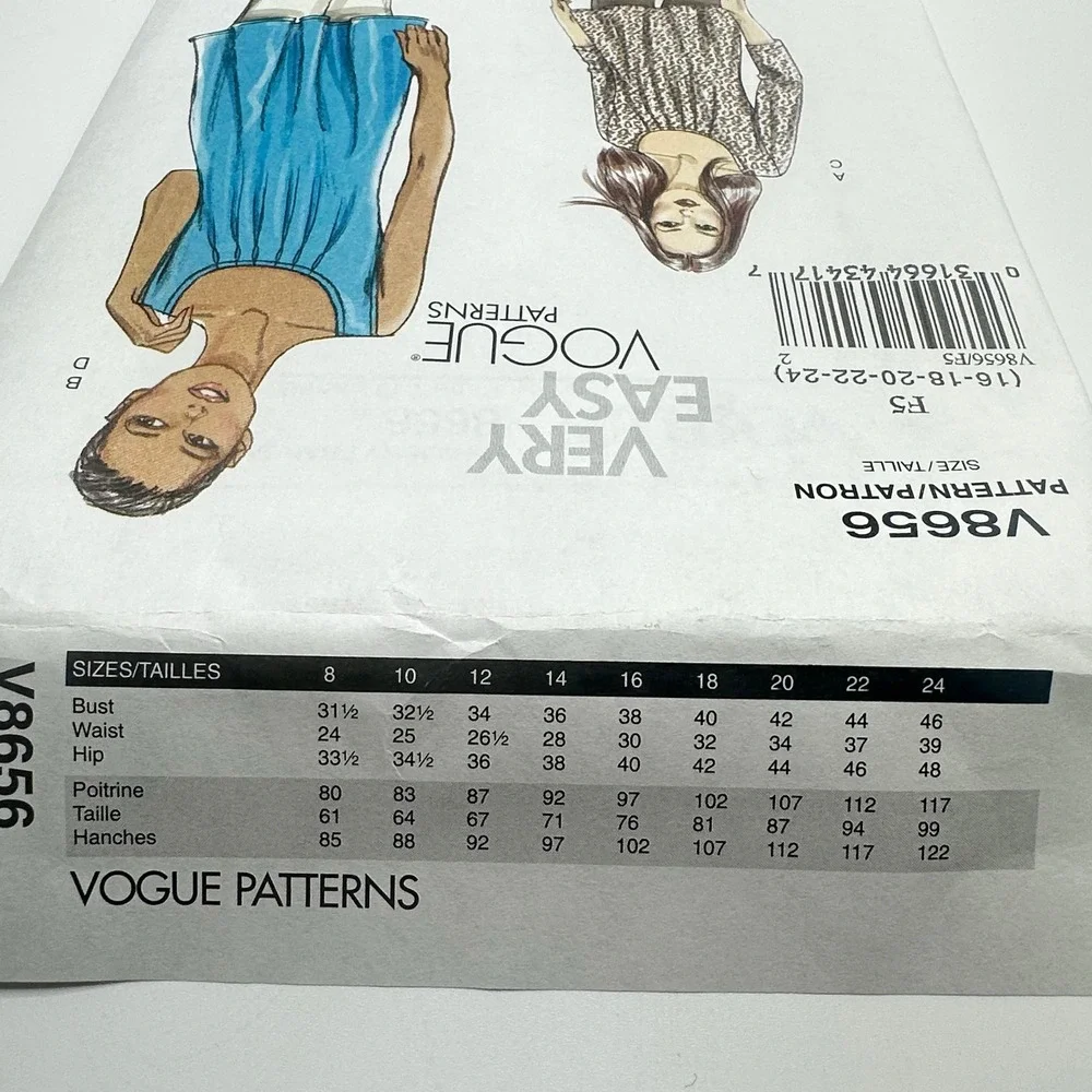 Vogue Patterns Sewing Pattern Misses F5 16-24 V8656 Uncut Factory Folded